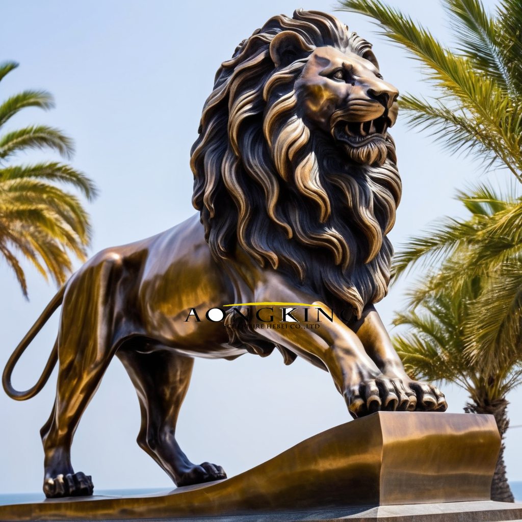 bronze West African Lion exterieur statue