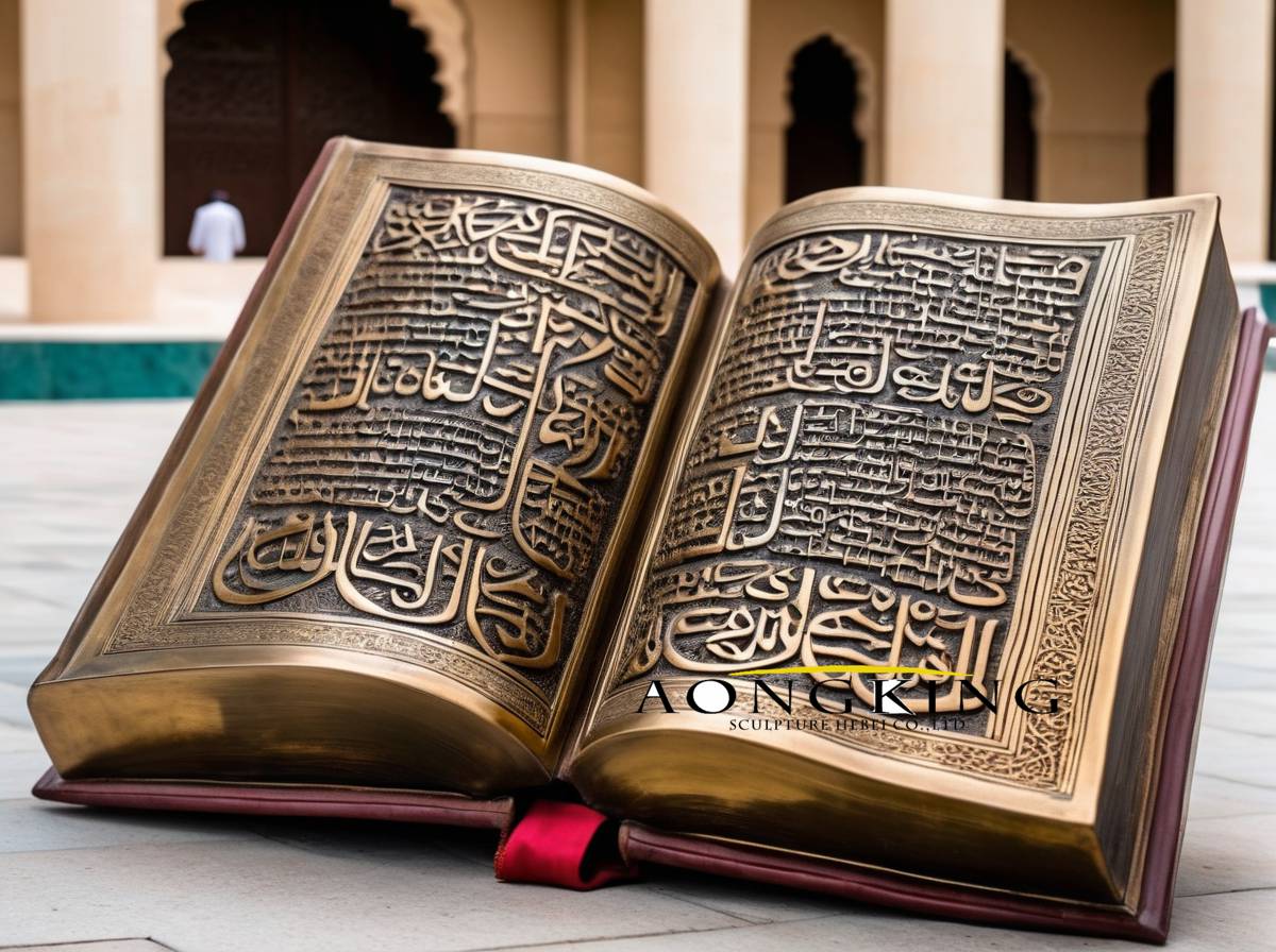 bronze holy bibles quran sculpture