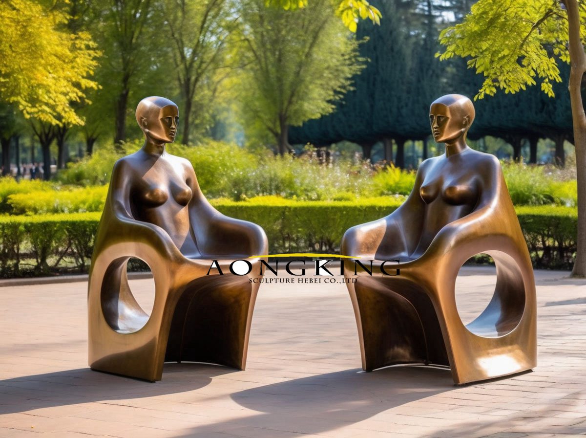 bronze pair of anthropomorphic seats