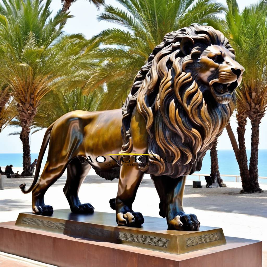 exterieur Afiacan lion bronze statue