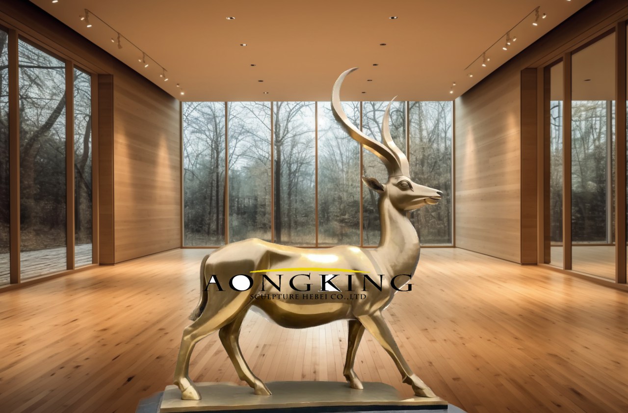 golden bronze Antelope statue for sale