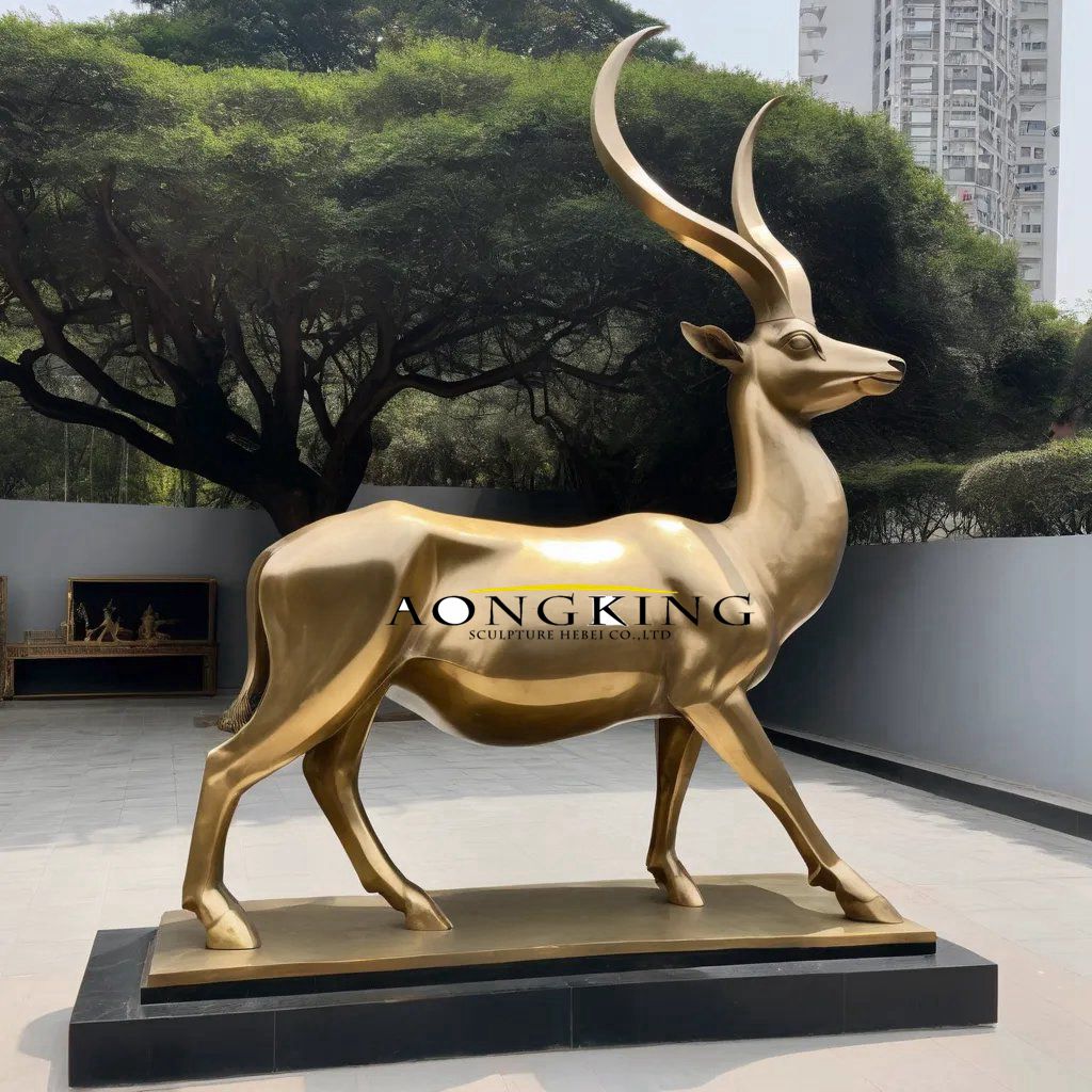 golden bronze Antelope statue
