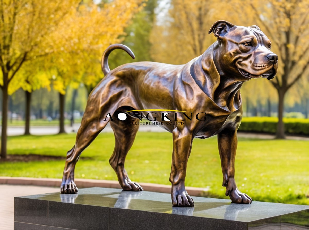 memorial American Pit Bull Terrier Dog bronze statue