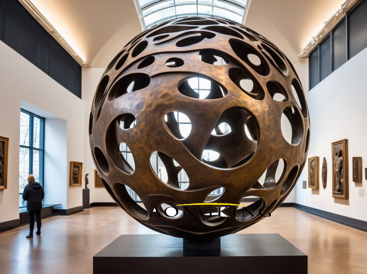 museum display Bronze Cavity orb sculpture