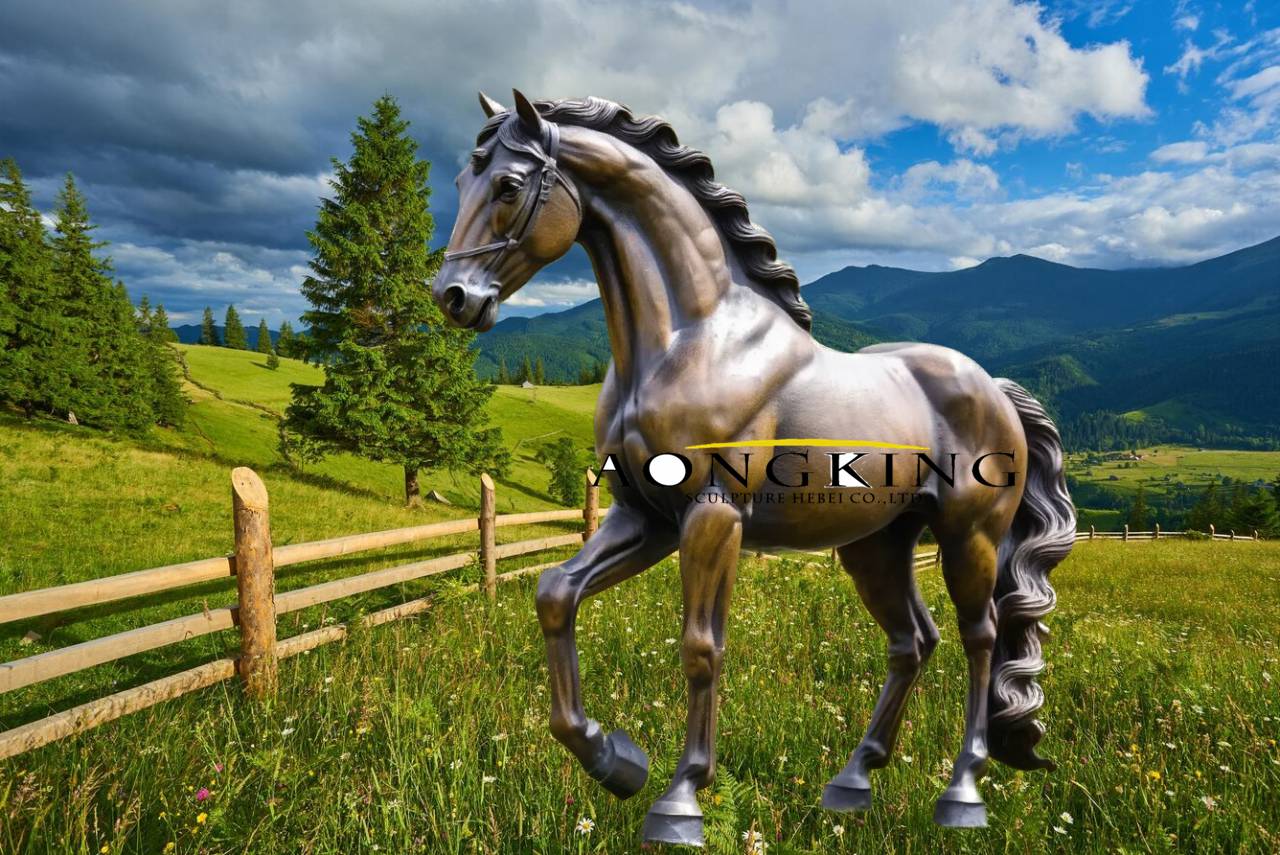 pasture bronze Arabian horse statue