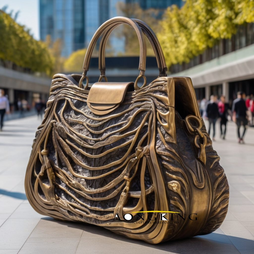 sculptural woven leather bag bronze
