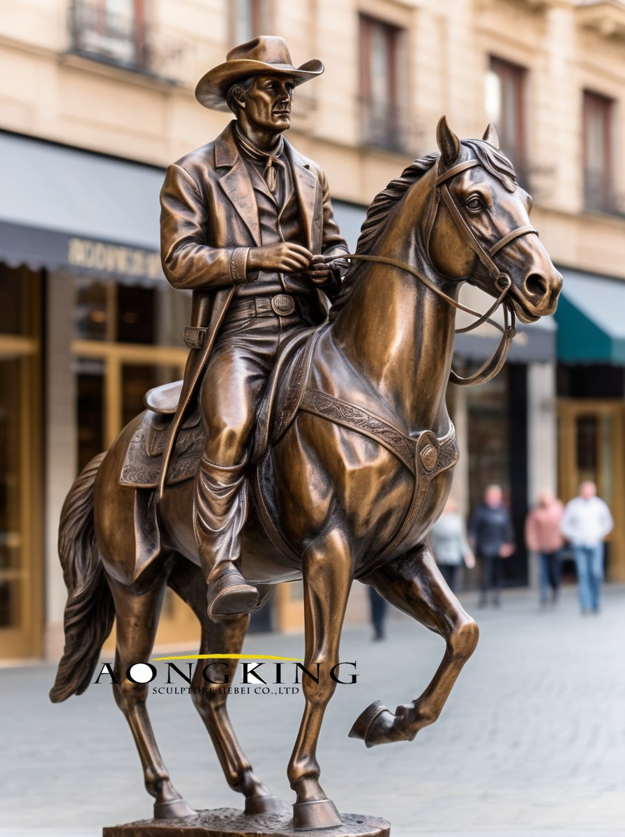 sculpture bronze Buckaroo cowboy on horse